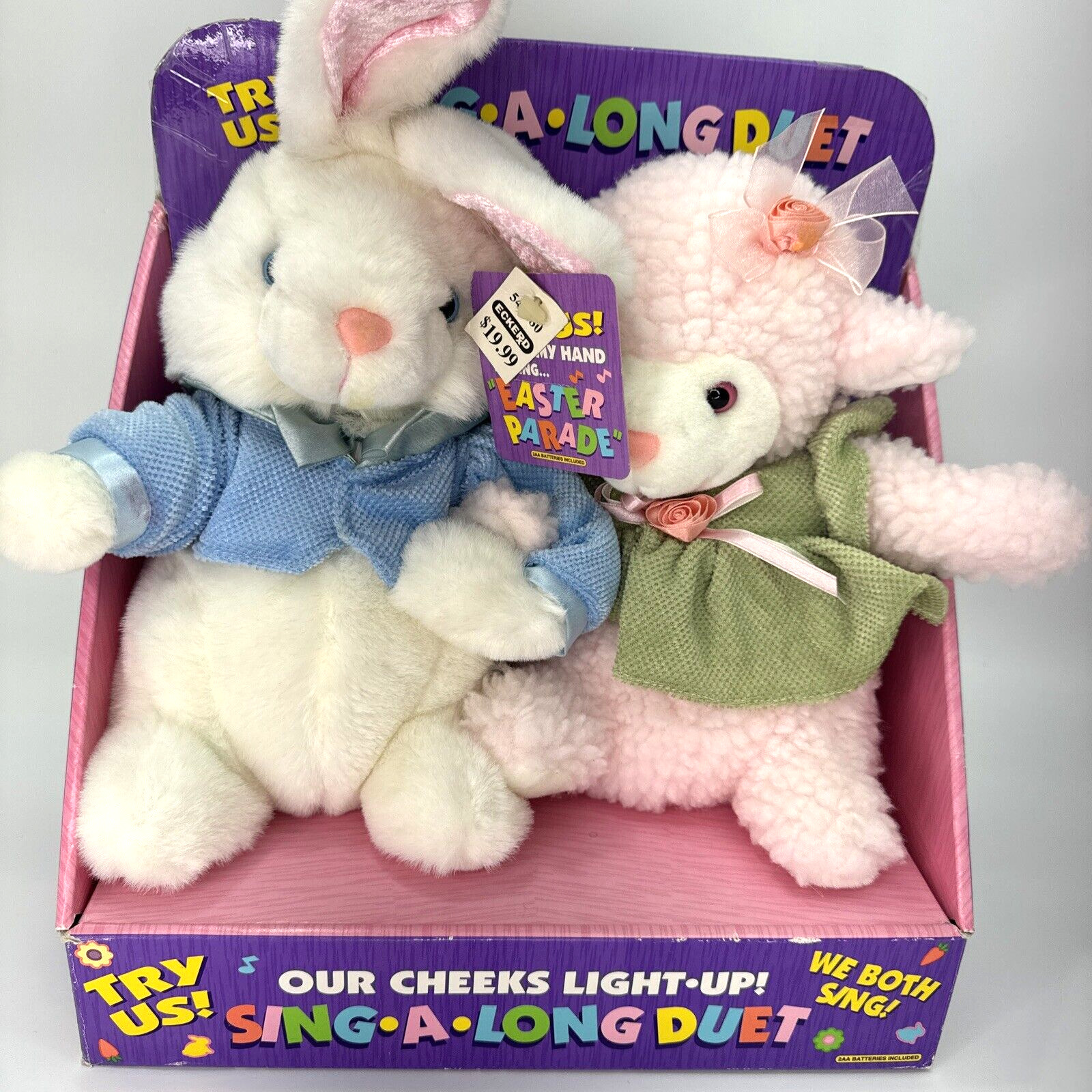 Vintage DanDee Musical Animated Bunny Lamb Sing a Long Duet Easter Parade