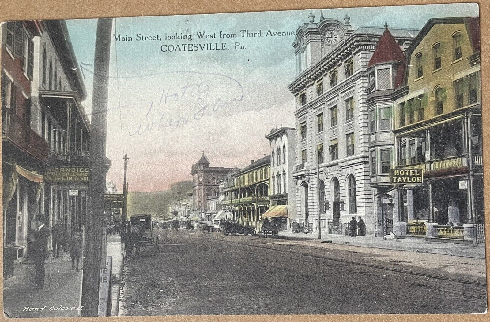 Old Coatesville Pa, Main Street, Looking West Third Ave, Chester County Postcard