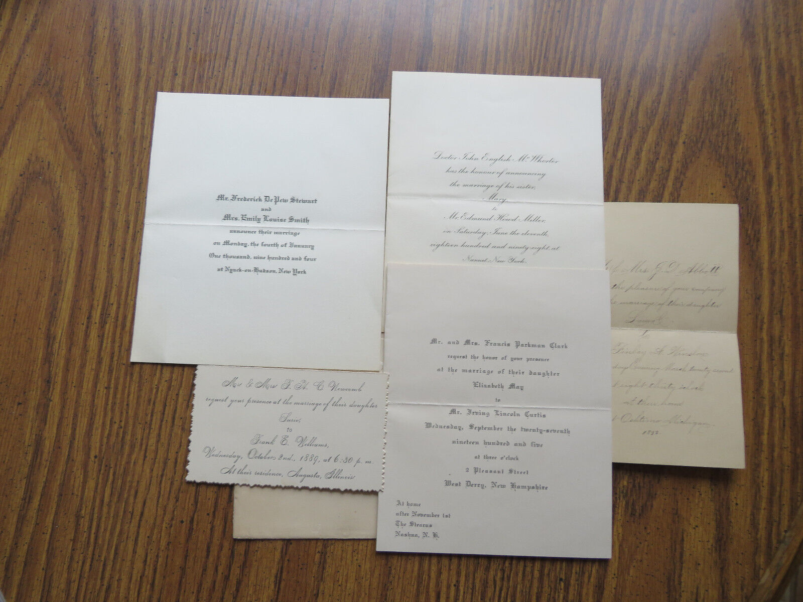 Five Century-Old Marriage Announcements: 1889 1898 1899 1904 1905