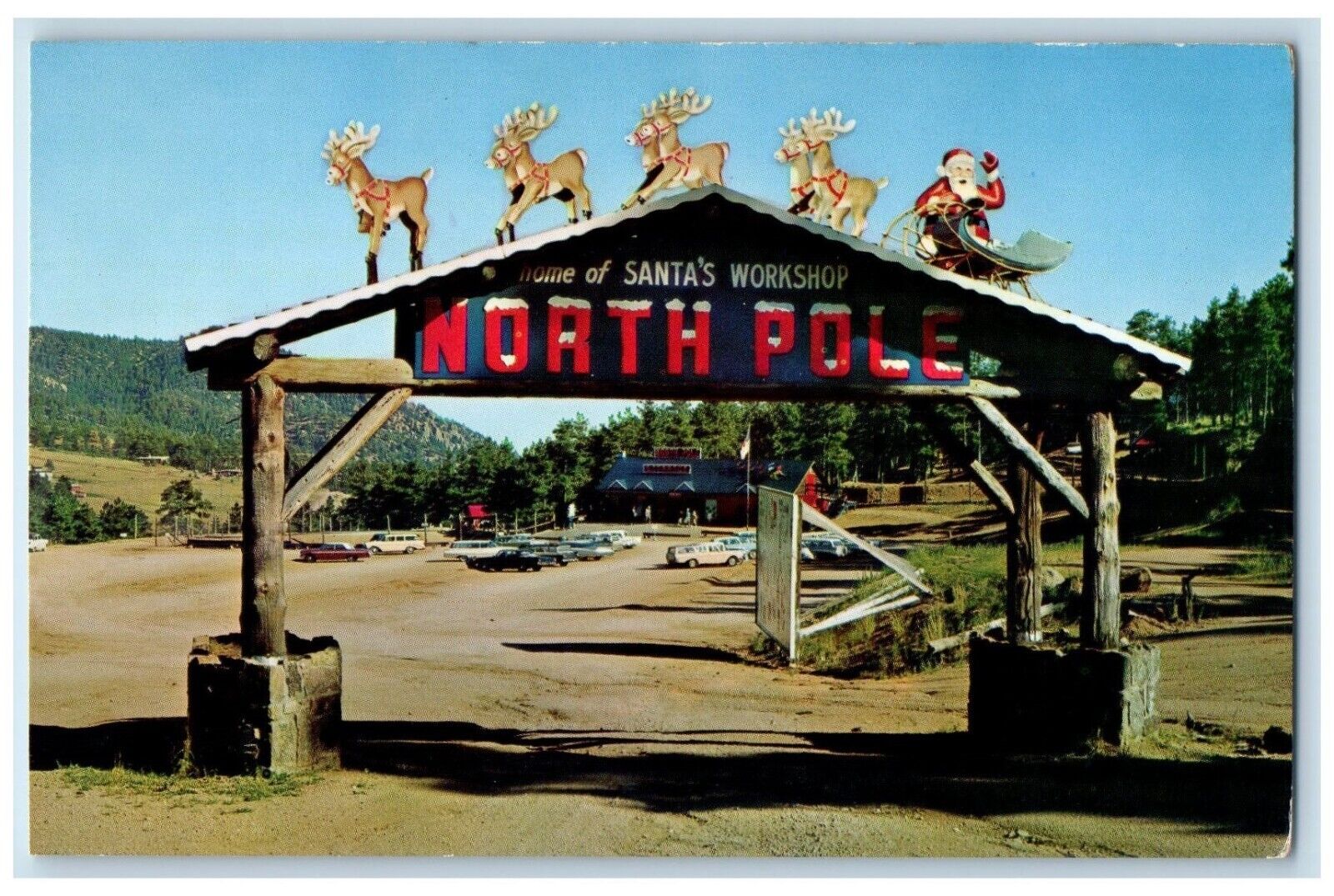 c1960\'s Entrance Gate Pike Peak Santa\'s Workshop North Pole Colorado CO Postcard