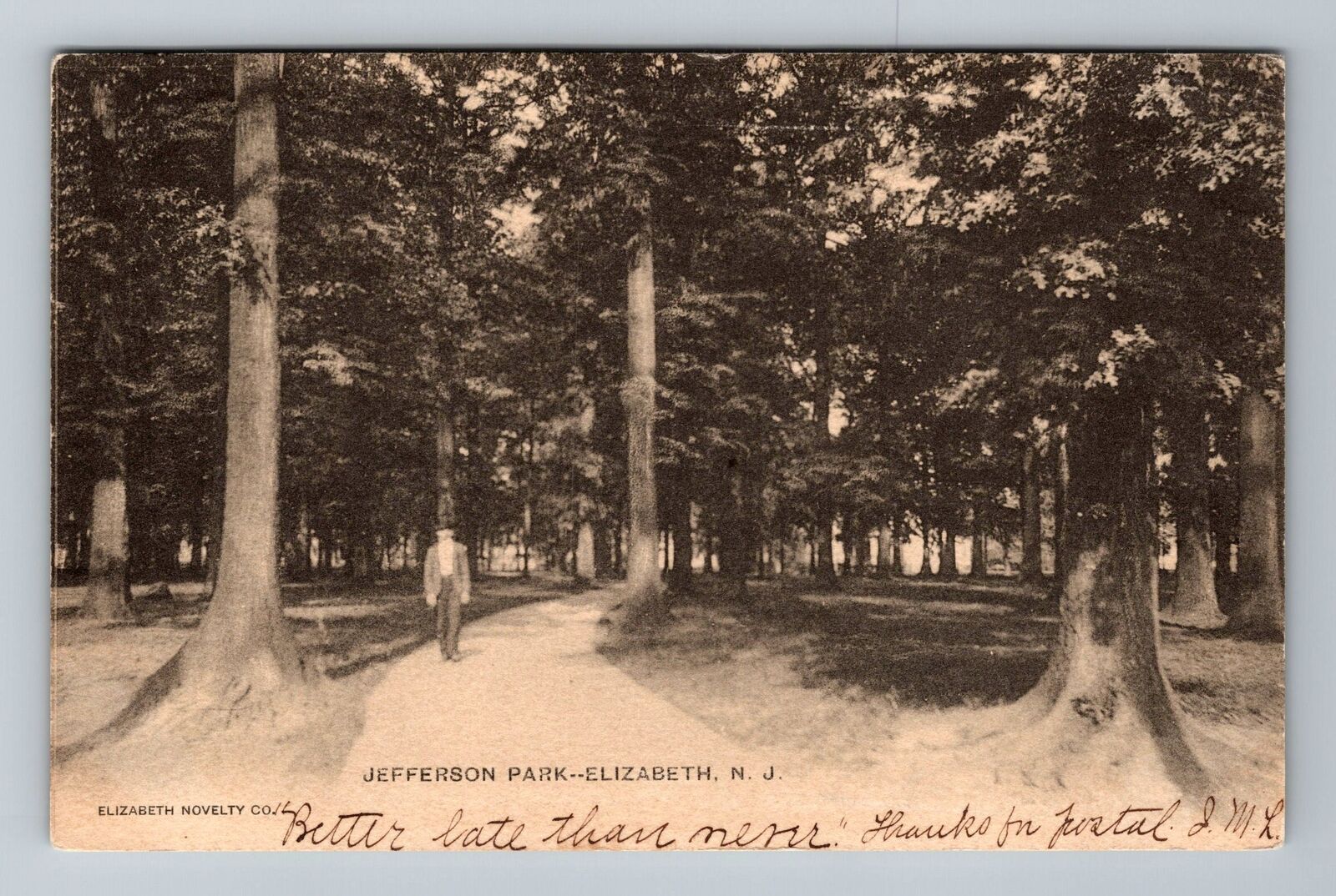 Elizabeth NJ-New Jersey, Jefferson Park, Scenic View, c1906 Vintage Postcard
