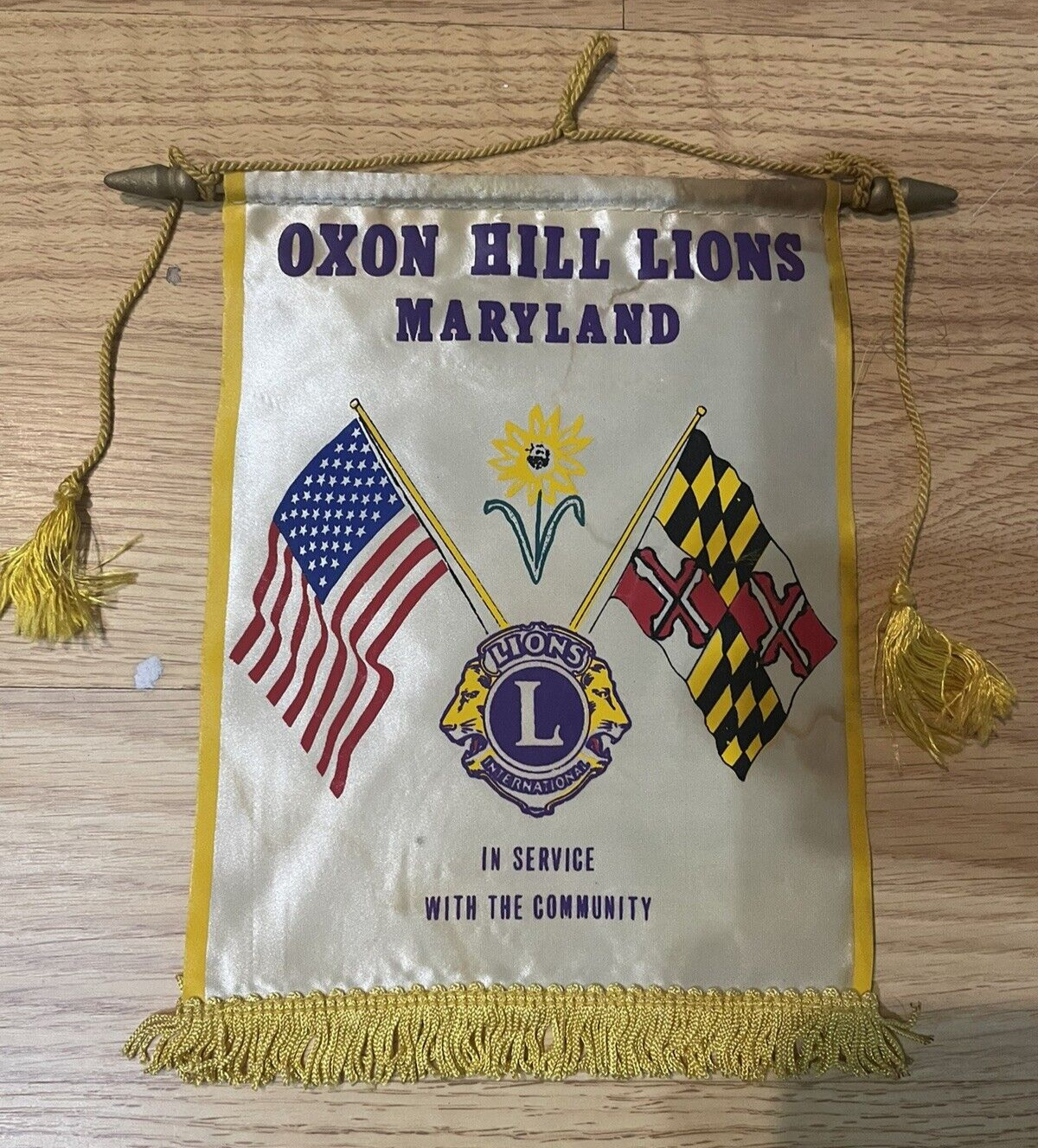 Vintage Lions Club Banner Flag Maryland Oxon Hills