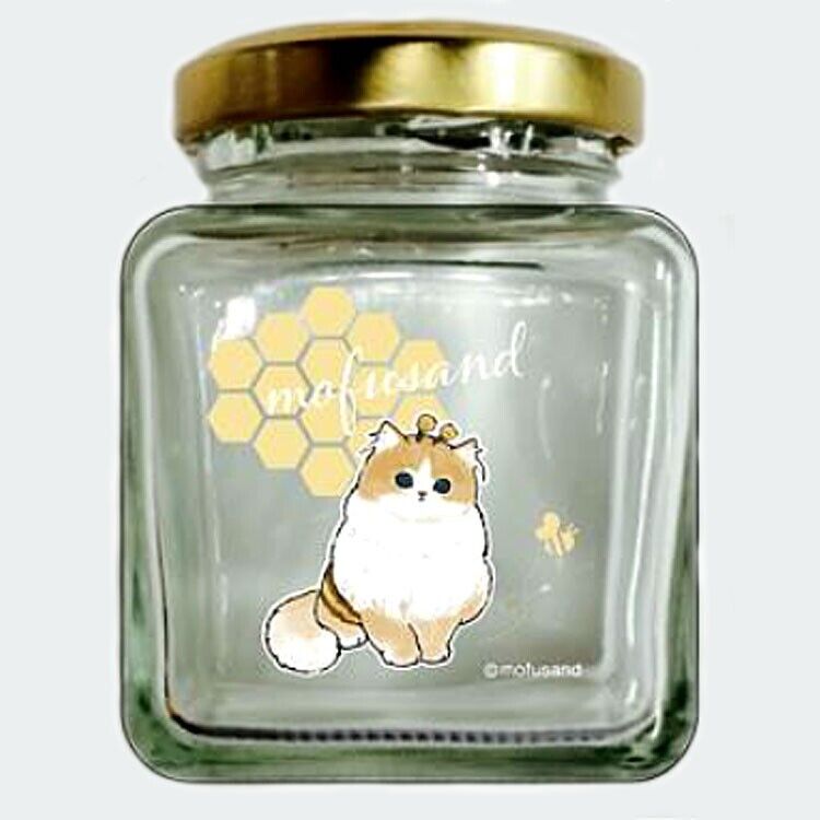 Mofusand Hachi Nyan Petit Square Glass Bottle Clear Japan Limited Original