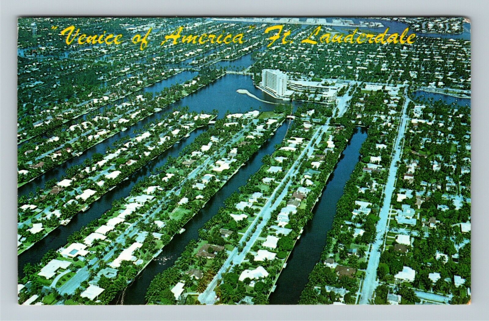 Ft Lauderdale FL-Florida, Aerial View Ft Lauderdale, c1975 Vintage Postcard