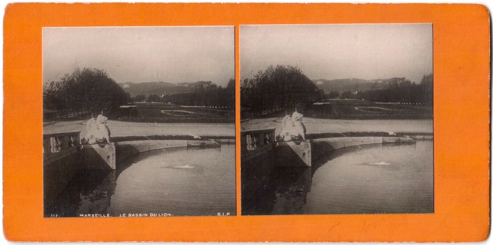 Marseille.Le Bassin du Lion.Fontaine.Film Stereo Photo.S.I.P.Stereoview.