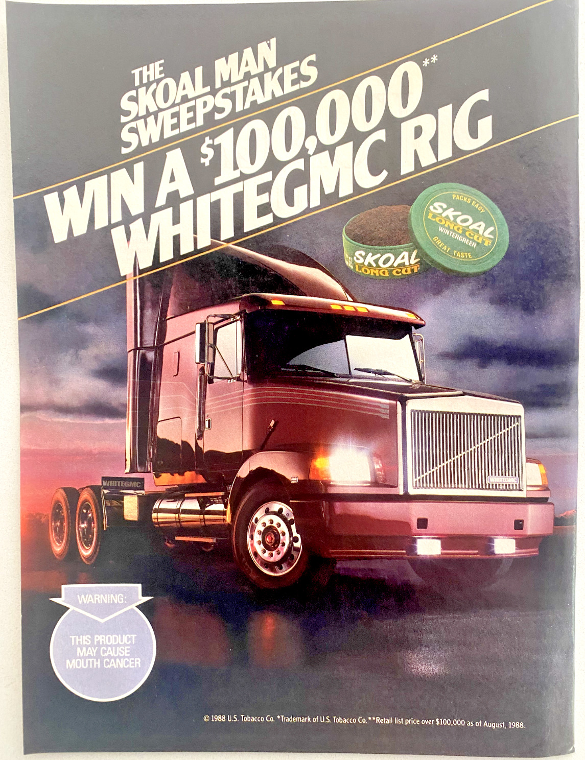 Skoal Long Cut Wintergreen U.S. Tobacco Co. Vintage 1988 Magazine Advertisement