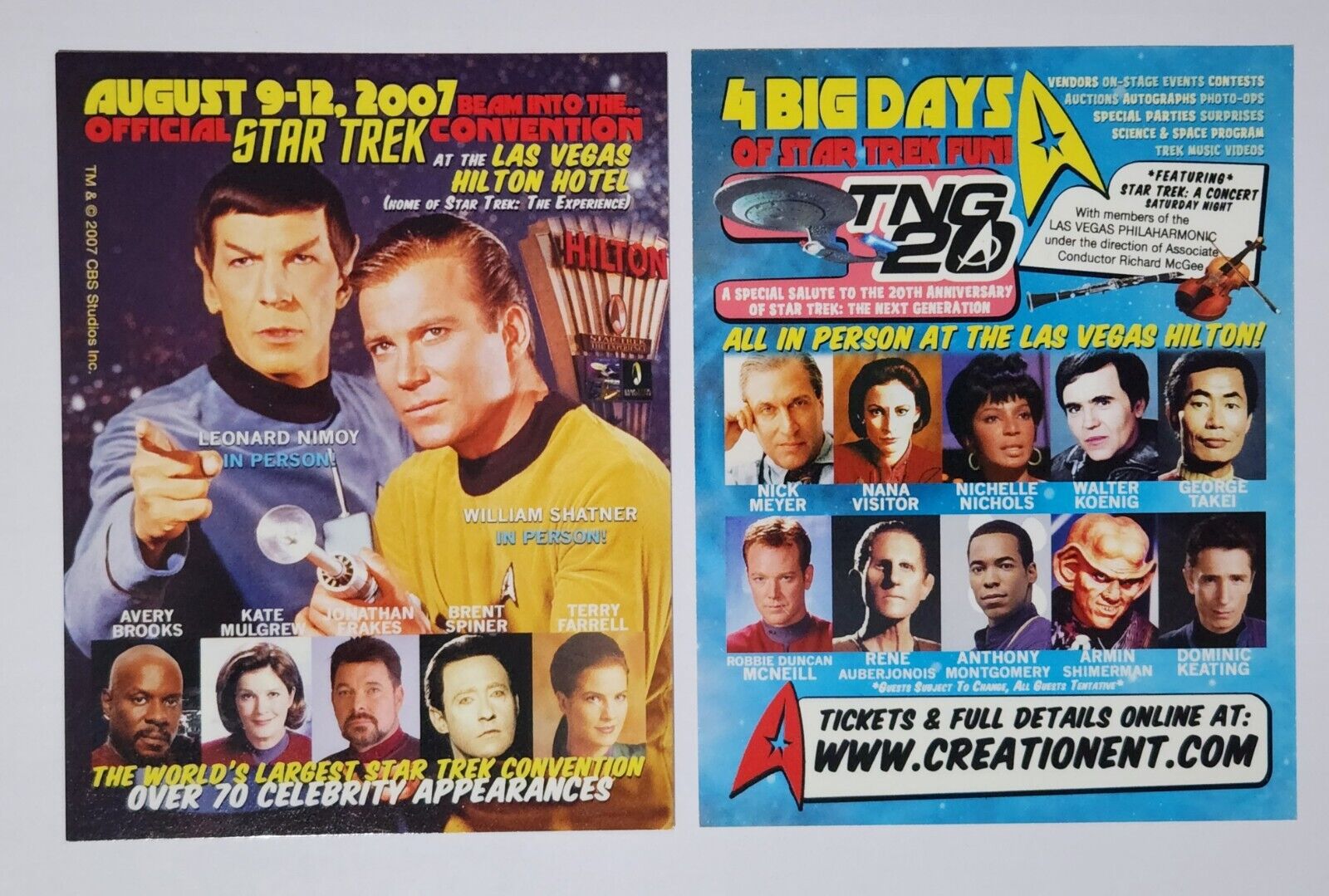 2007 Official Star Trek Convention Las Vegas Hiton  Promo Card /AD