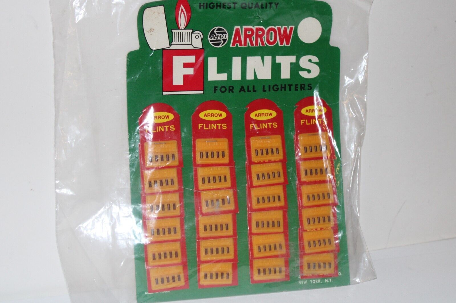 VINTAGE ARROW FLINTS FOR LIGHTERS FULL STORE DISPLAY NEW OLD STOCK