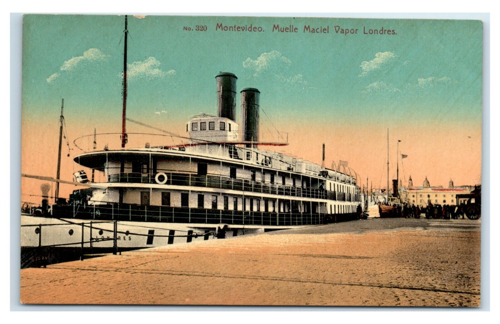 Postcard Montevideo, Muelle Maciel Vapor Londres, unused U84