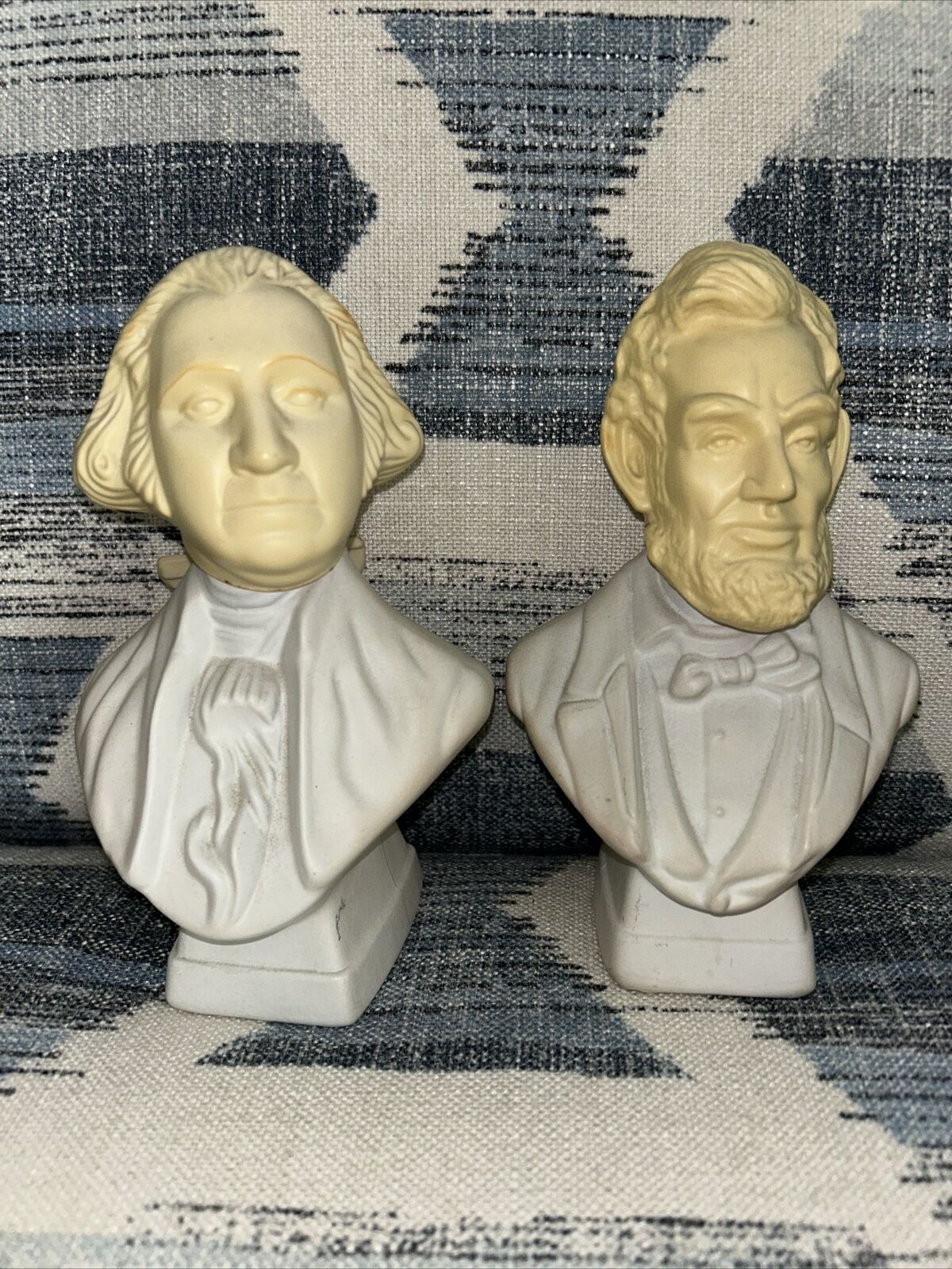 Avon Vintage Abe Lincoln & George Washington Bust Aftershave Decanters Empty