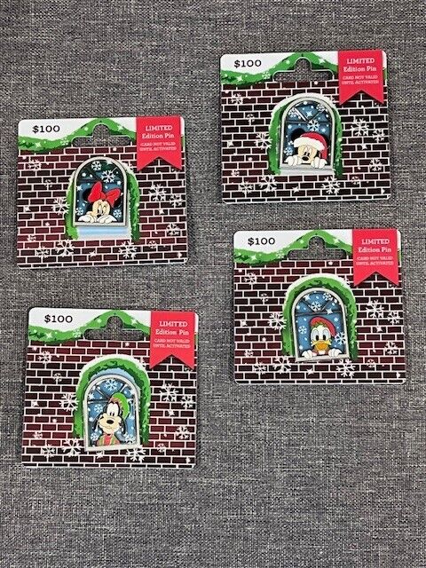 Disney 2017 Holiday Christmas Sweater Gift Card Gingerbread Pins Full Set