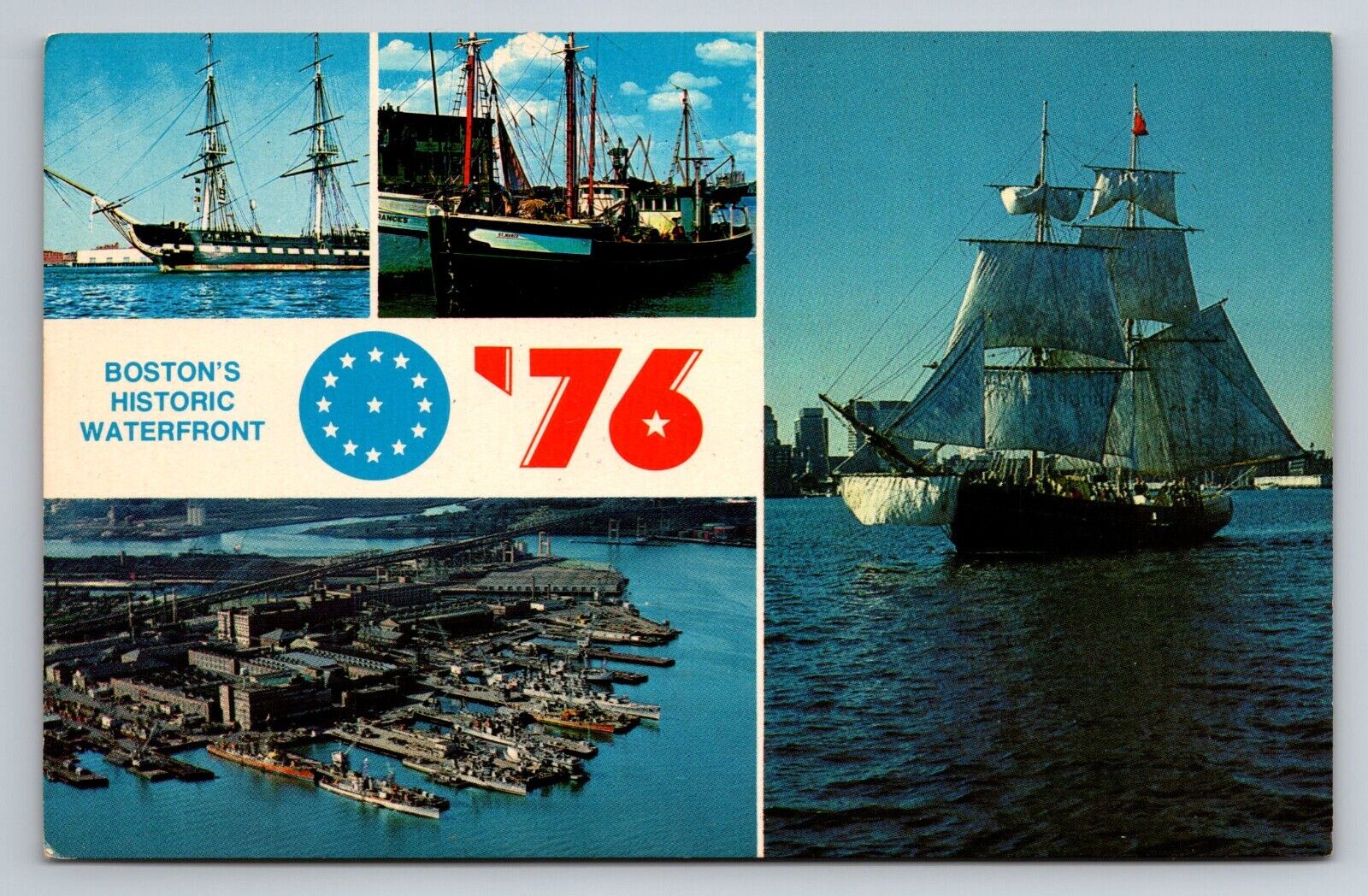 Vtg 1976 Bicentennial Bostons Historic Waterfront Massachusetts MA Postcard