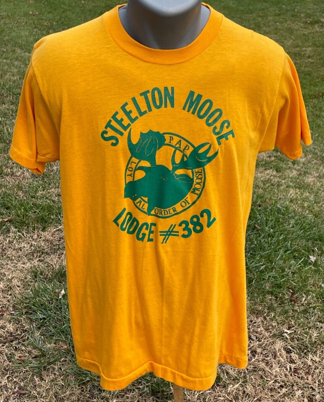 STEELTON MOOSE LODGE #382 T-Shirt Vtg 80\'s Screen Stars Sz L Single Stitch 50/50