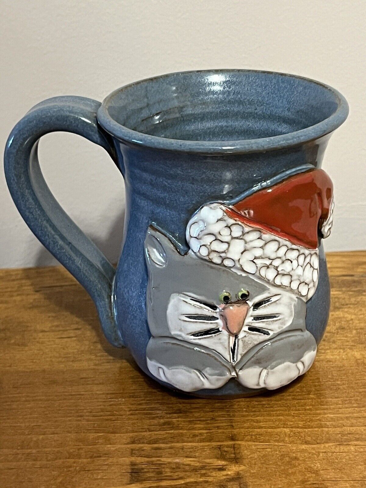 Vintage Mudworks, USA Pottery Mug Christmas Cat Design