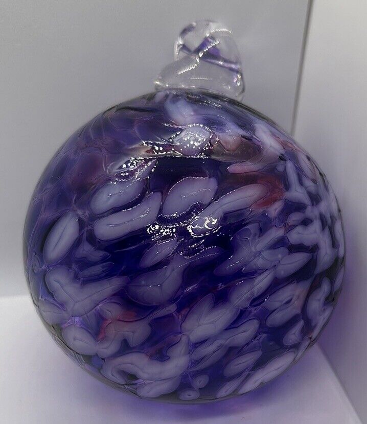 Vintage Violet Christmas Ornament Heavy Blown Art Glass 3.75\