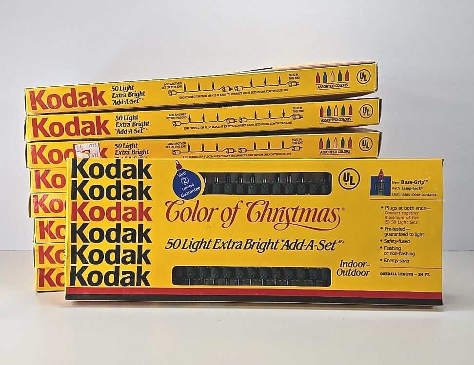 Vtg Kodak Color Of Christmas 25 Indoor Outdoor String Light Set Multi Color (8)