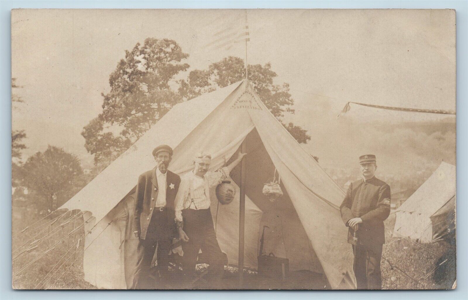 Postcard Ohio Cleveland City Guard Militia Encampment Mess Tent 1908 RPPC T5