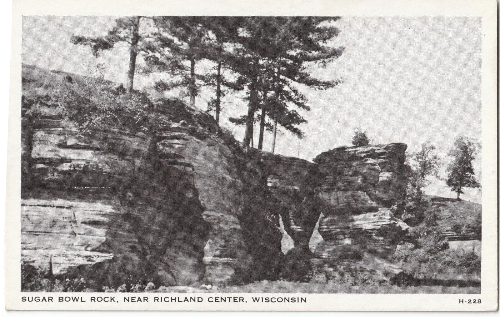 Sugar Bowl Rock, Near Richland Center, Wisconsin WI unposted antique postcard