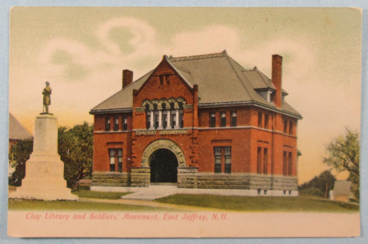 Clay Library And Soldiers Monument E. Jaffrey, NH New Hampshire Postcard (#5763)