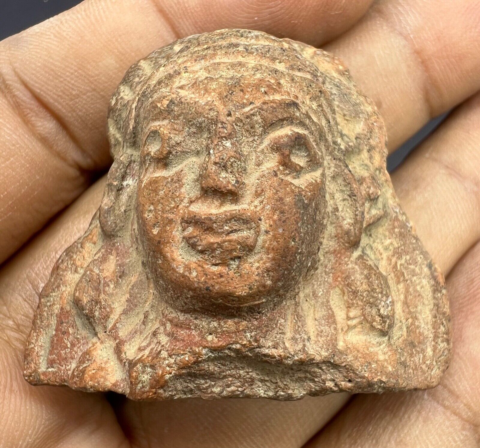 South East Asian Ghandhra Era Antiques Beautiful Clay Terccotta Buddha Devi Head