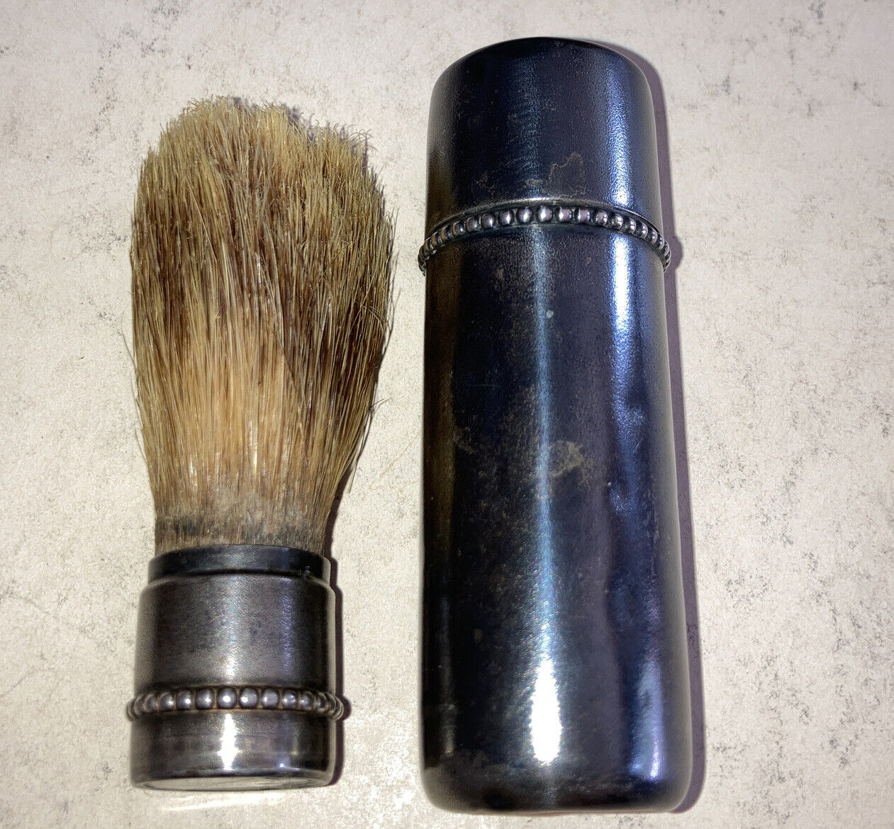 3p Rare antique 1890s Gorham Victorian sterling silver Travel Shaving Brush Tube