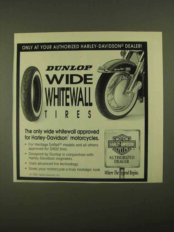 1993 Dunlop Wide Whitewall Tires Ad