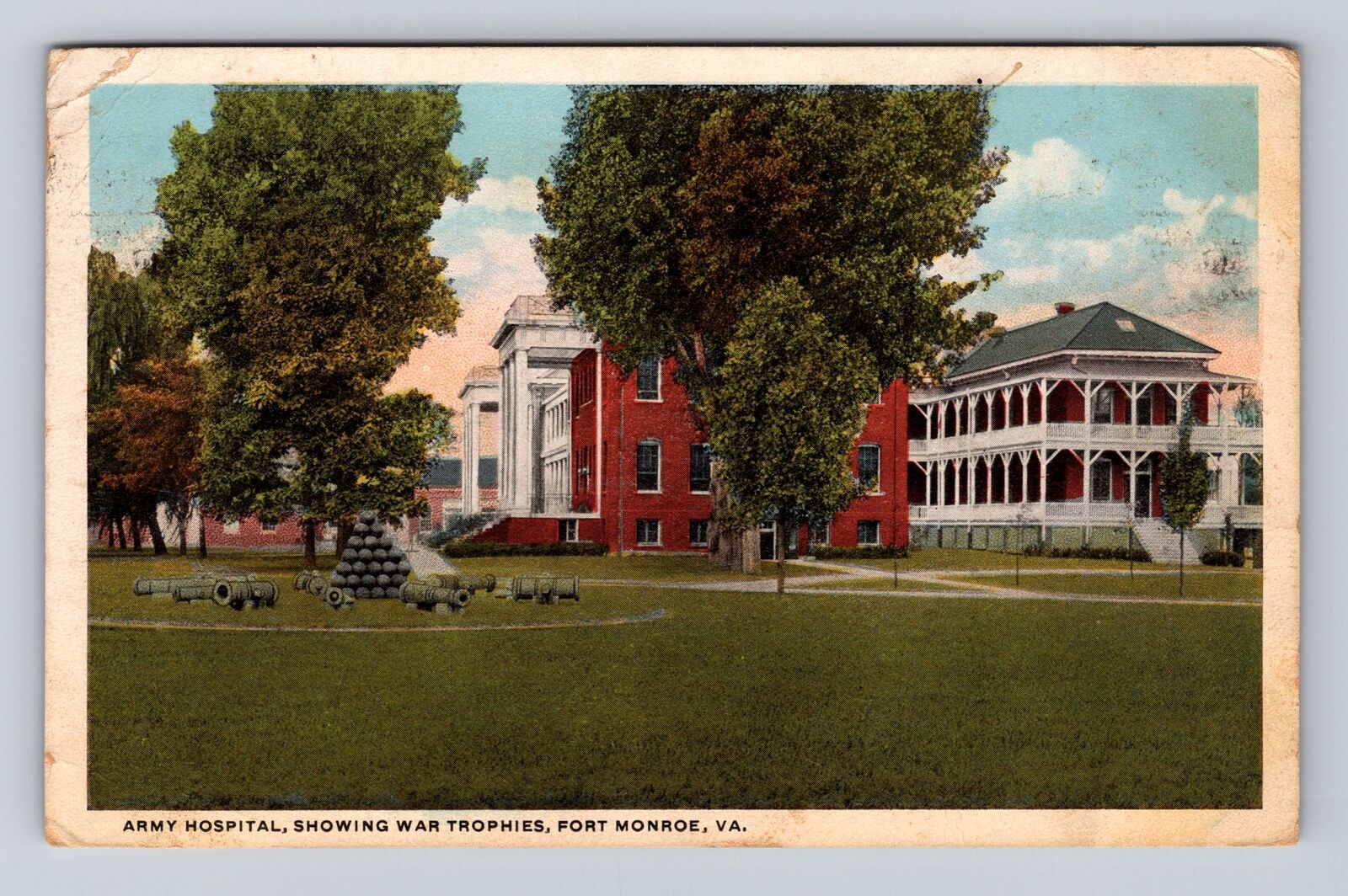 Fort Monroe VA- Virginia, Army Hospital, Antique, Vintage Souvenir Postcard