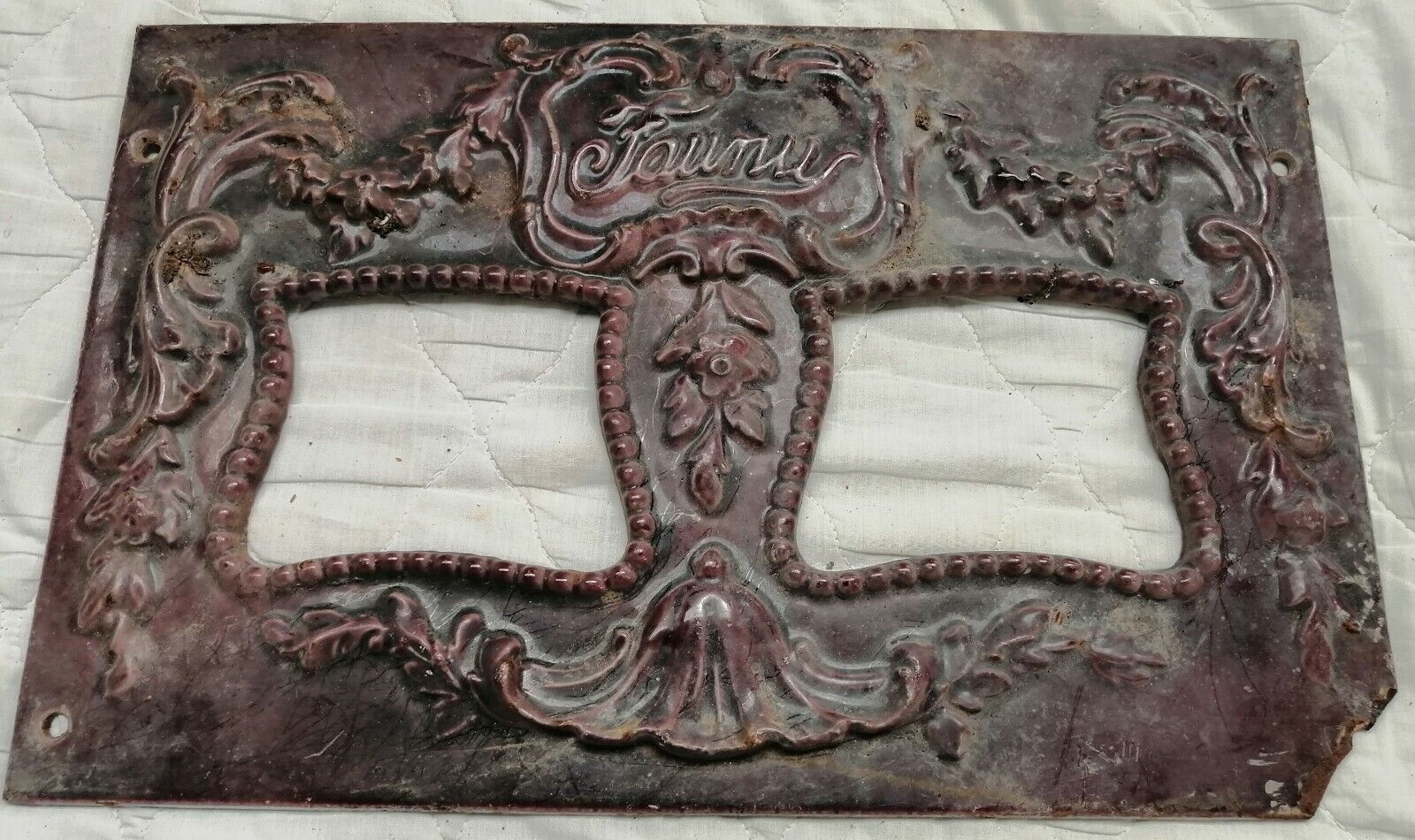 Antique Enameled Cast Iron front panel 