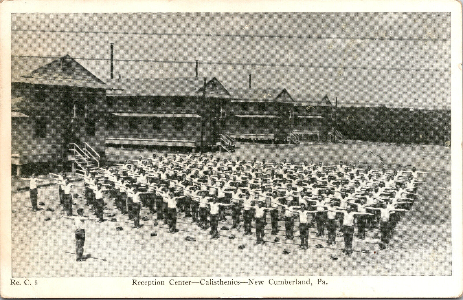 1942 WWII Reception Center GIs Training New Cumberland PA Postcard Vtg