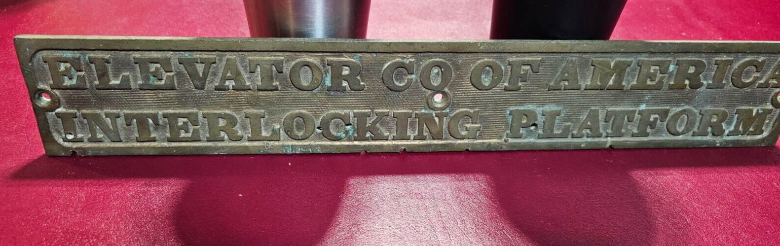 Vintage  Elevator Company OF AMERICA Bronze Sign Plaque Door Brass  Plate LARGE