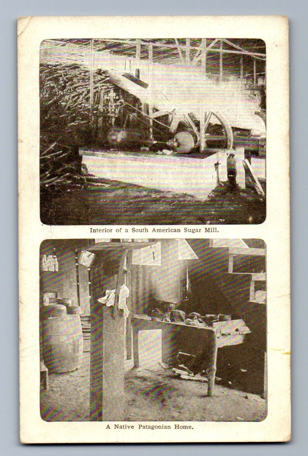 C.1915 Multiview - Interior South American Sugar Mill, Patagonian Home Postcard