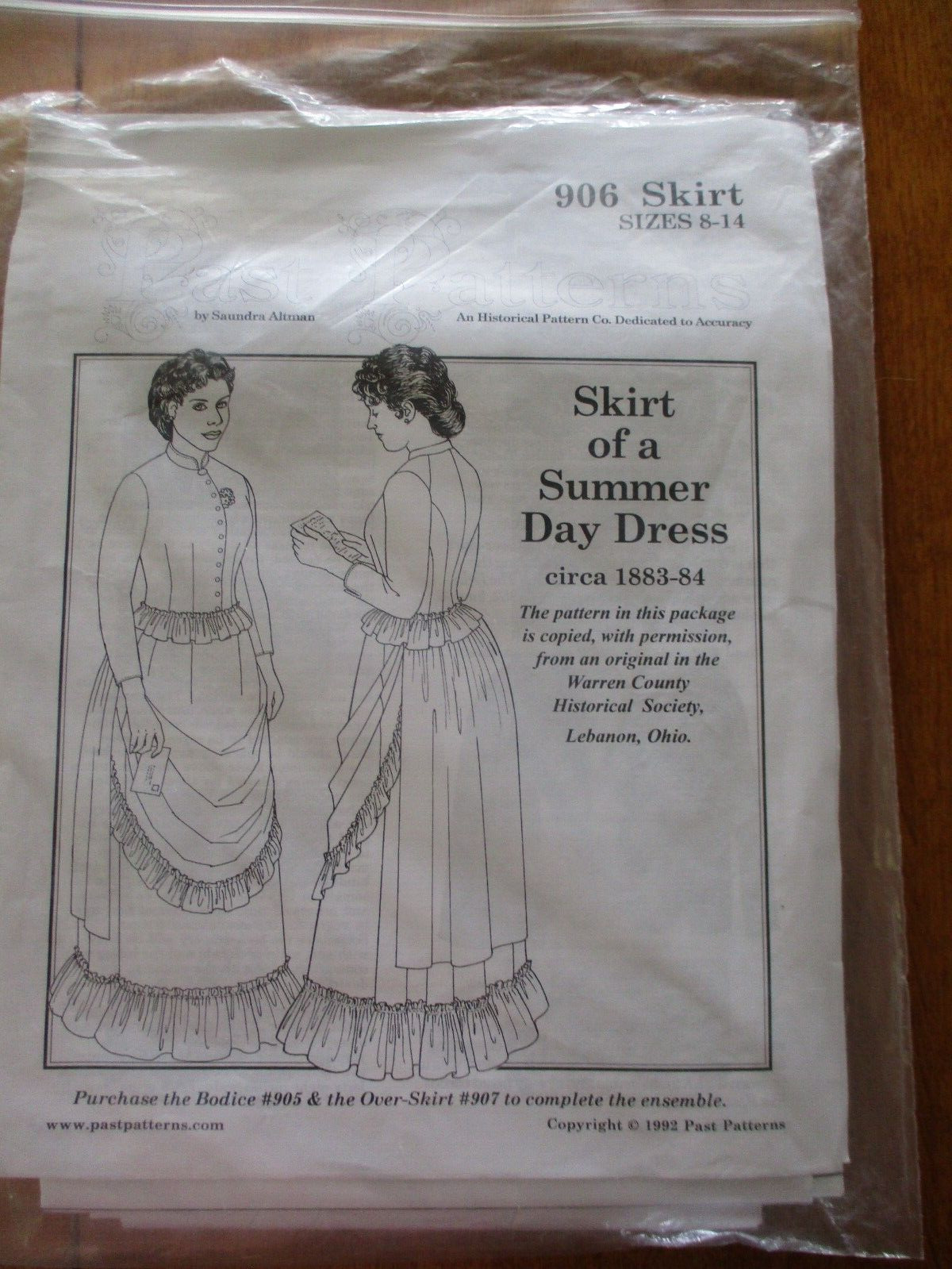 Past Patterns #906 Summer Day dress skirt sz8-14 pattern Uncut (circa 1883-84)