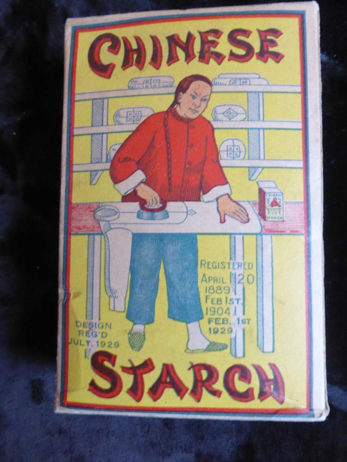 1929 CHINESE STARCH BOX MADE IN CANADA FRENCH ON 1 SIDE UNOPENED GREAT GRAPHICS