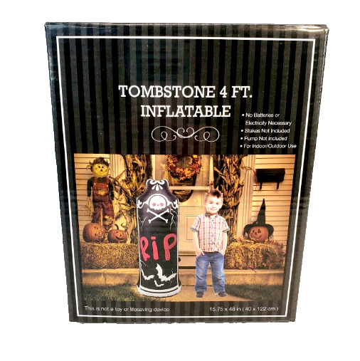 Inflatable RIP Tombstone Indoor/Outdoor Yard Display 4 ft. Tall Halloween - New