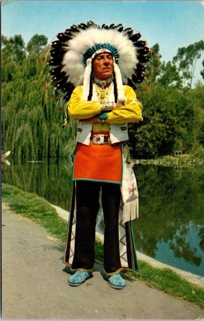 Knott\'s Berry Farm CA Chief Red Feather Navajo-Sioux Indian Vintage Postcard
