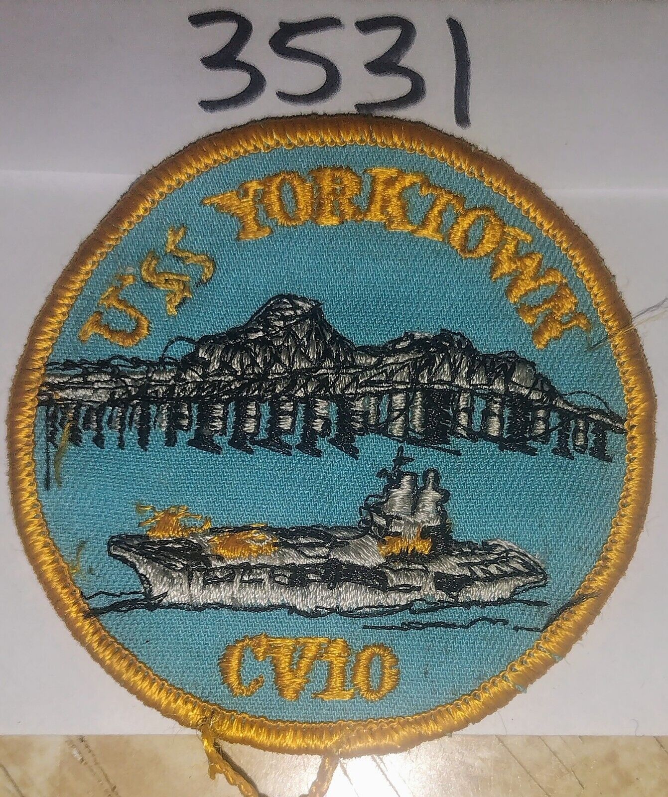 vintage sew on patch Uss Yorktown Cv 10
