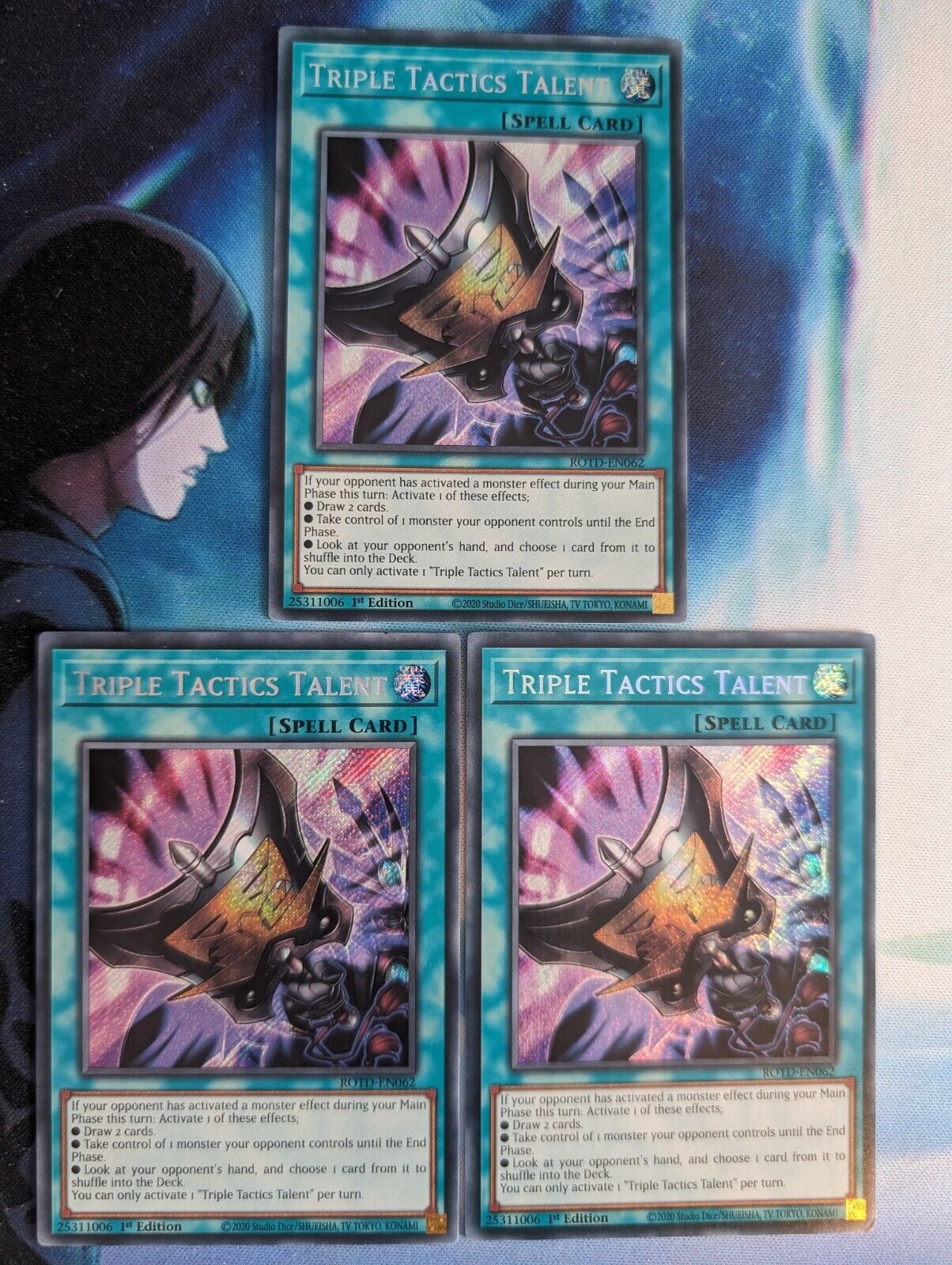 YuGiOh Triple Tactics Talent ROTD-EN062 x 3 PLAYSET Secret Rare 1st Edition