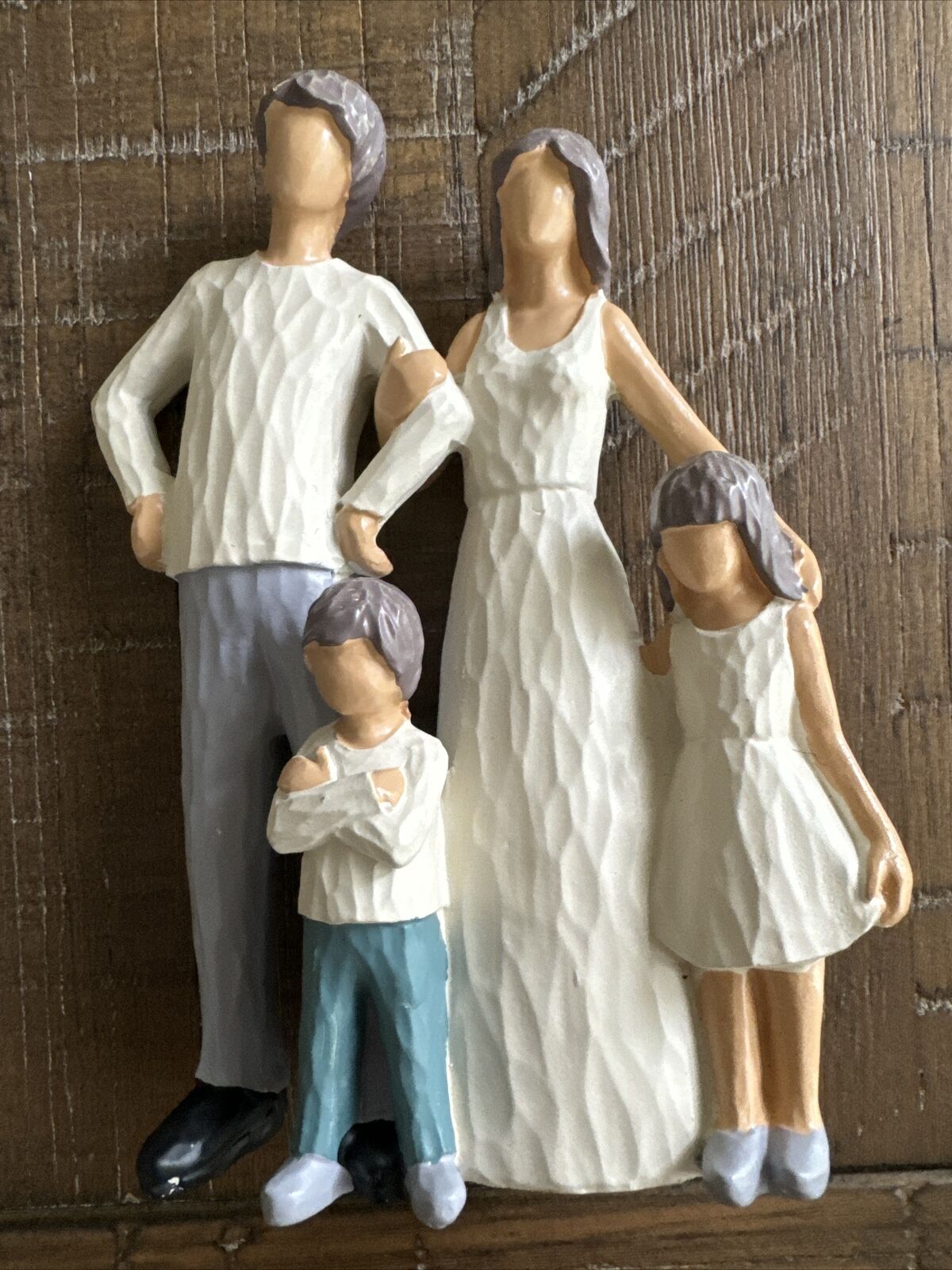 Family Of Four Resin Figurine Father Mother Daughter Son
