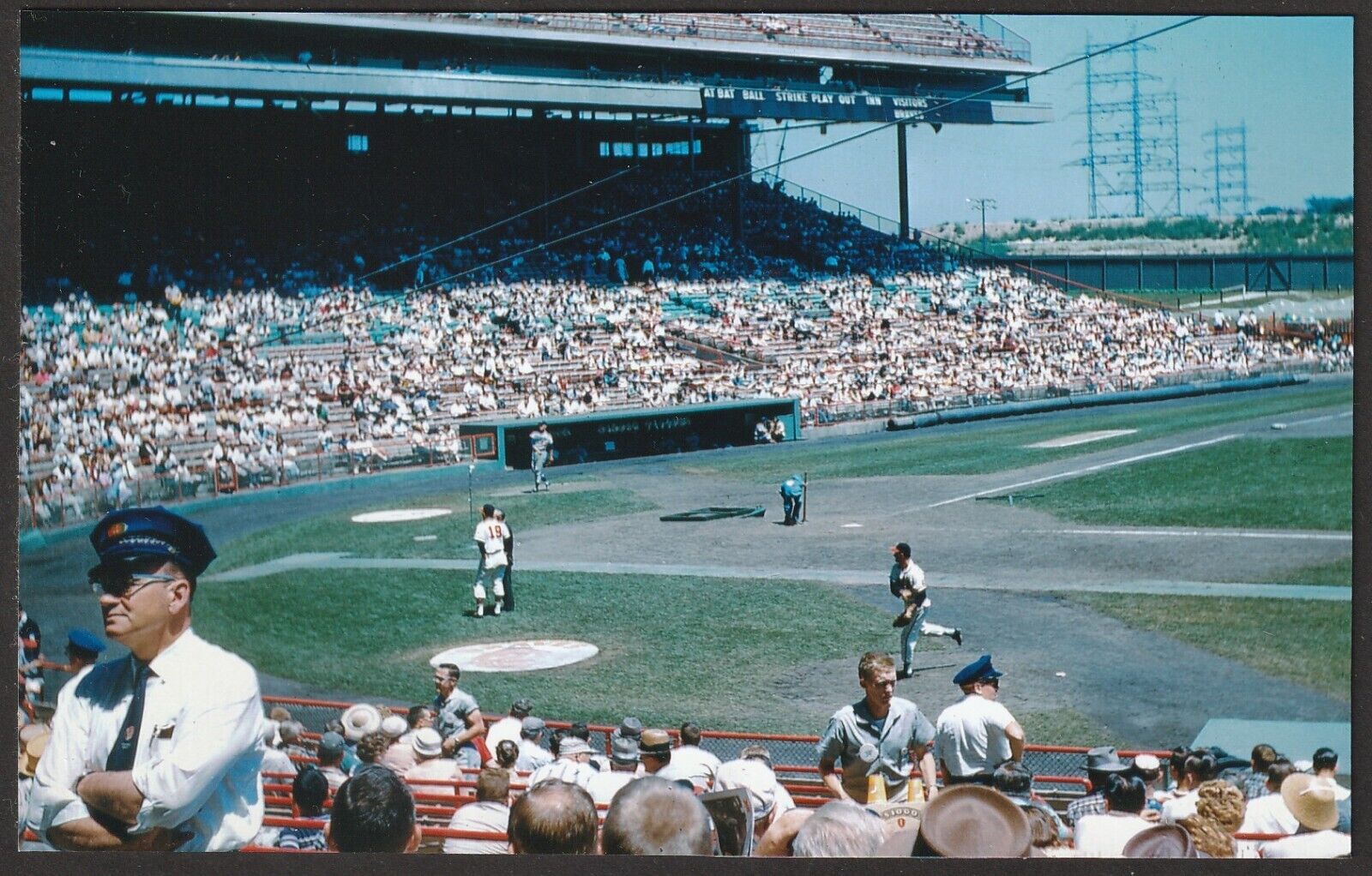 Milwaukee County Stadium Postcard - Braves vs Dodgers - c.1958 Pregame View