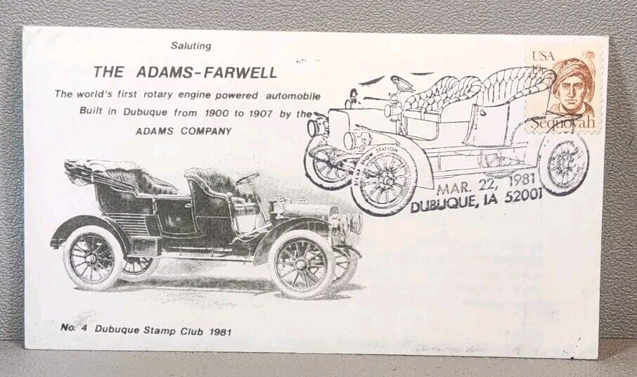 1900 Adams - Farwell Motor Car ~ Envelope & Papers ~ Dubuque, Iowa. #-5107