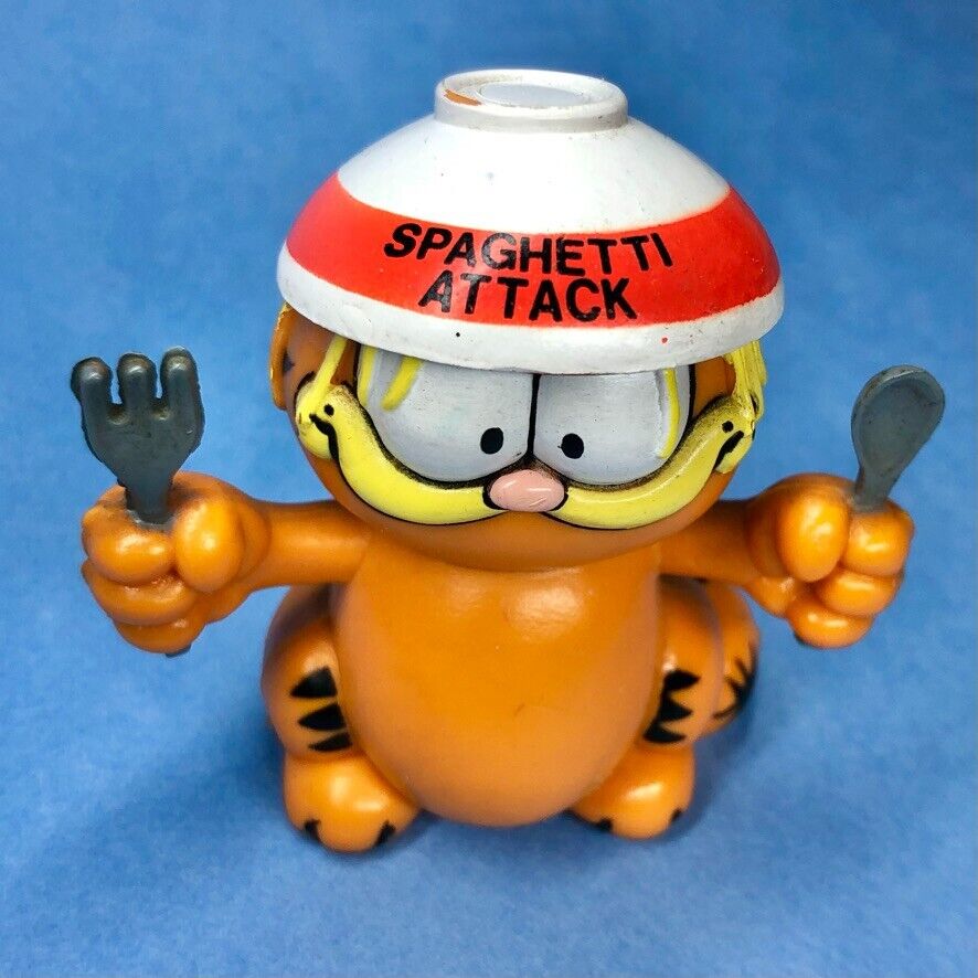 Vintage 1981 Garfield Spaghetti Attack PVC Figurine missing suction cup