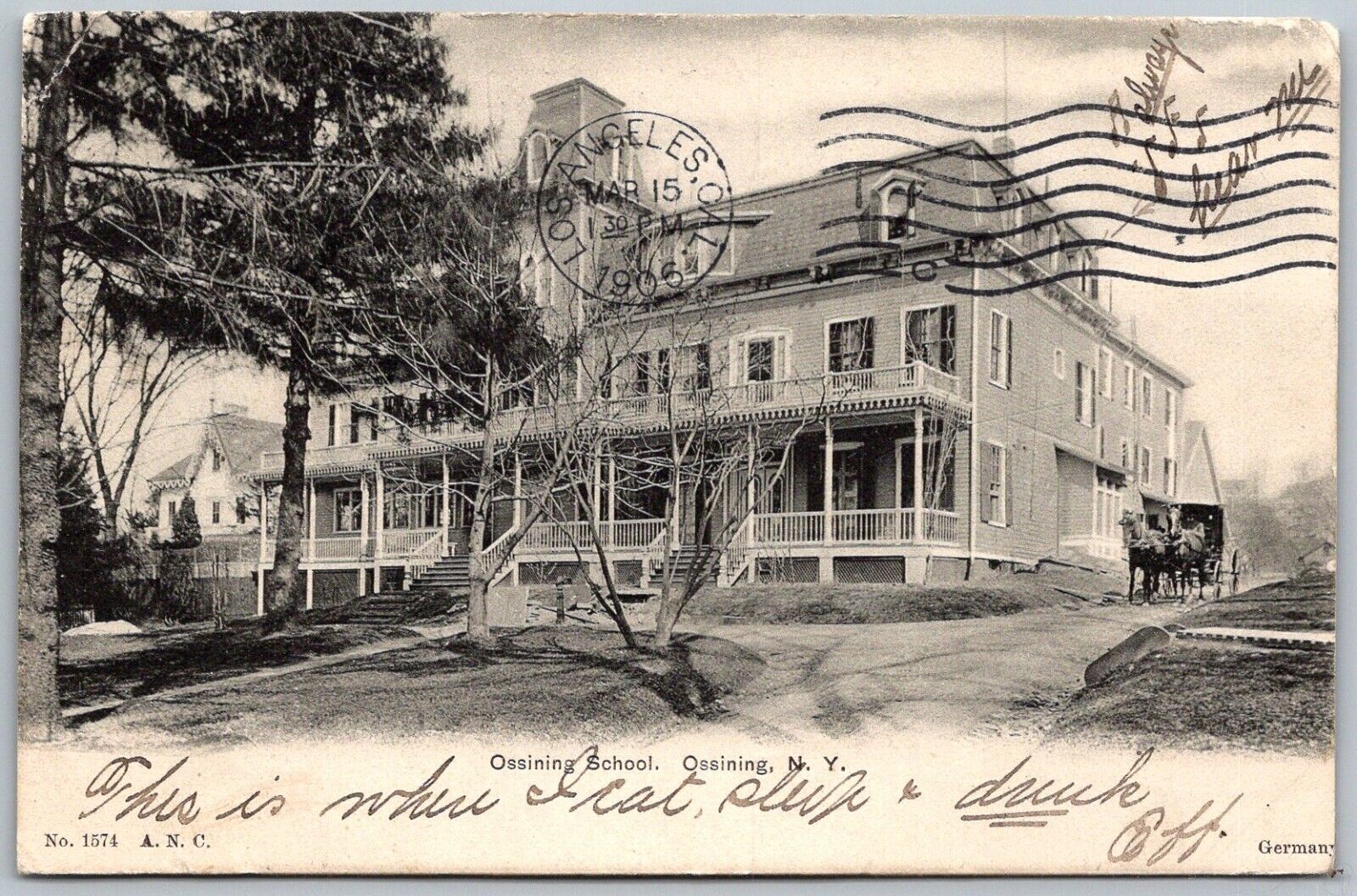 Ossining New York 1906 Postcard Ossinging School