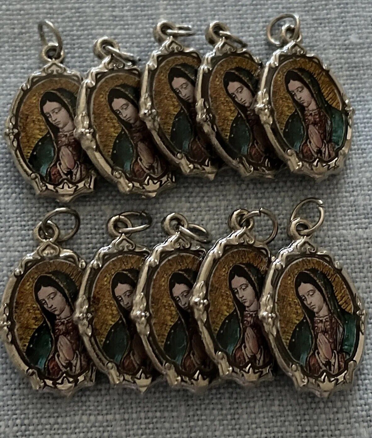Virgin Mary Virgen De Guadalupe Medal Pendant Charm | Silver Tone