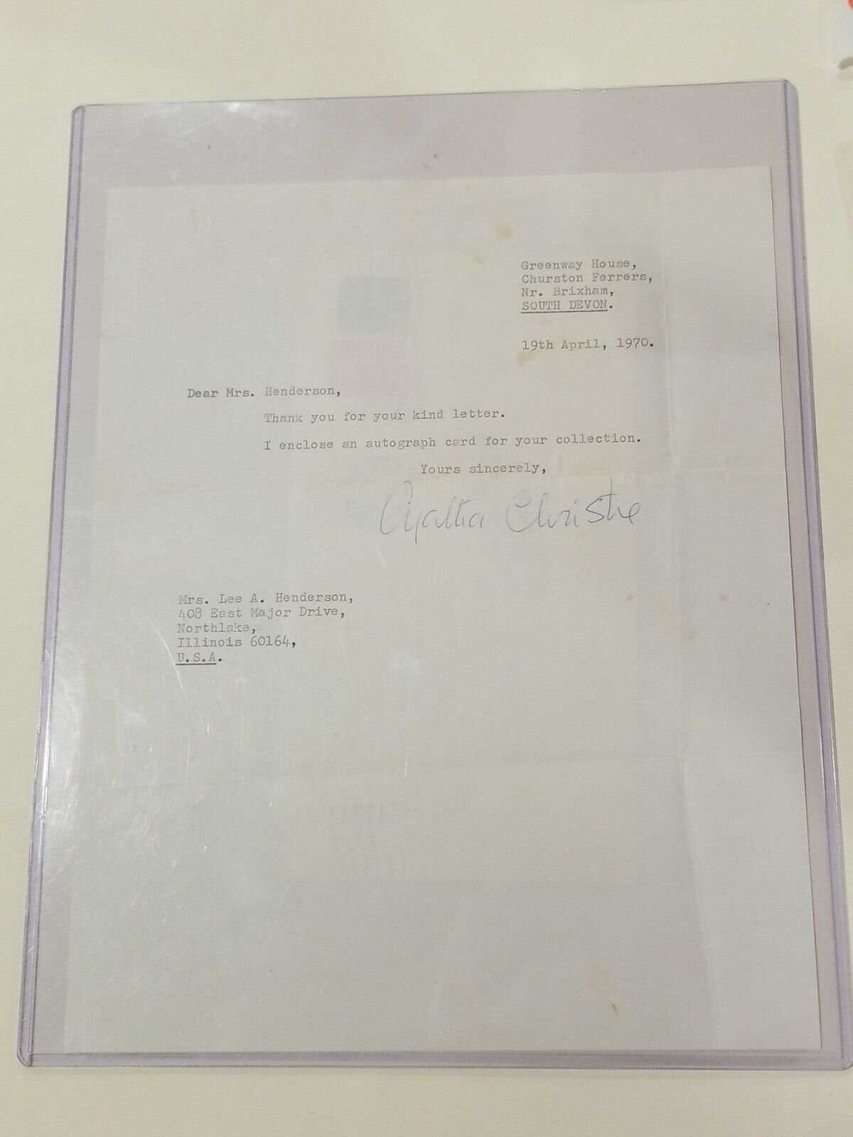 Agatha Christie Signed Letter BAS Autograph Auto Rare Author Writer Beckett BGS