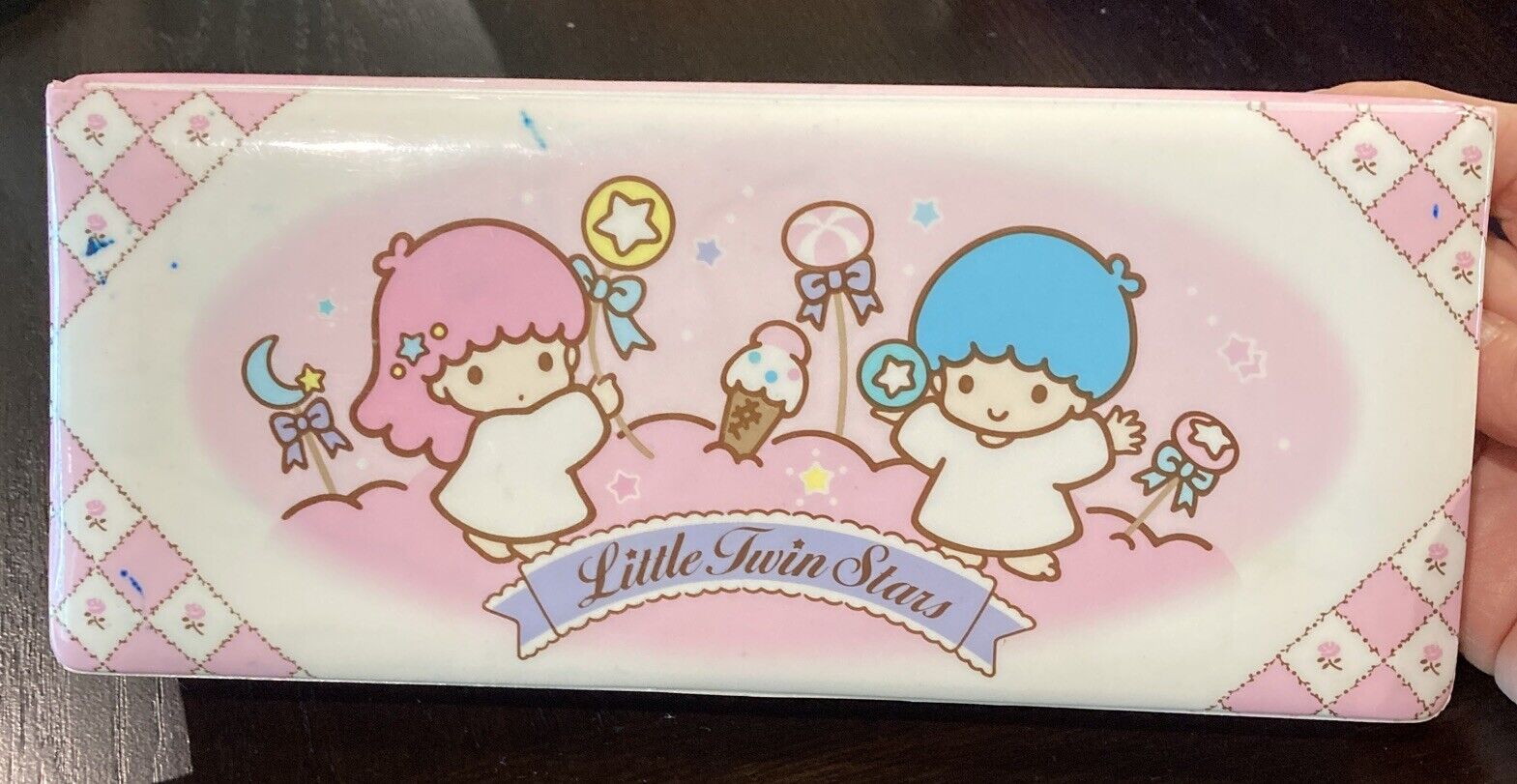 Vintage Little Twin Stars pencil case Sanrio 1976, 1988 Note The Stains
