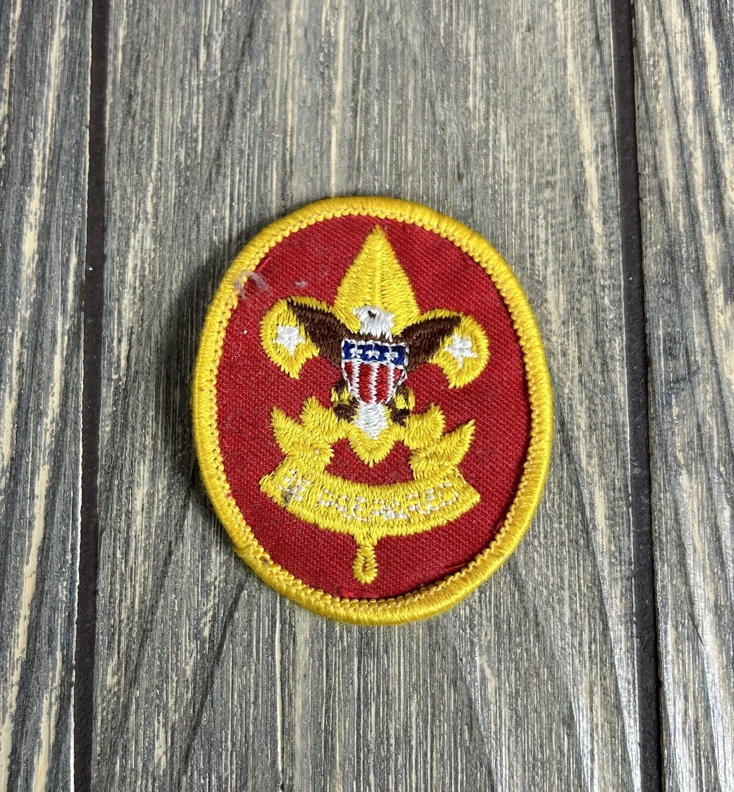VTG Boy Scouts of America BSA First Class Patch GOLD Border RED OVAL PATCH 2.5”