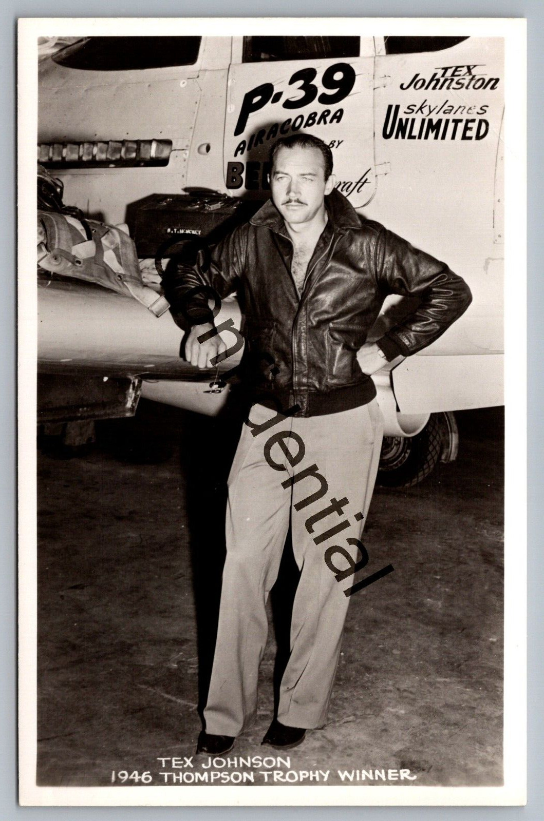 Real Photo Tex Johnson 1946 Trophy Winner Air Races Aviation RP RPPC D212