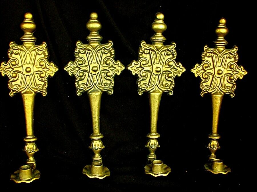 GOLD CANDLE SCONCES *GOTHIC* SET OF 4 c.1940'S