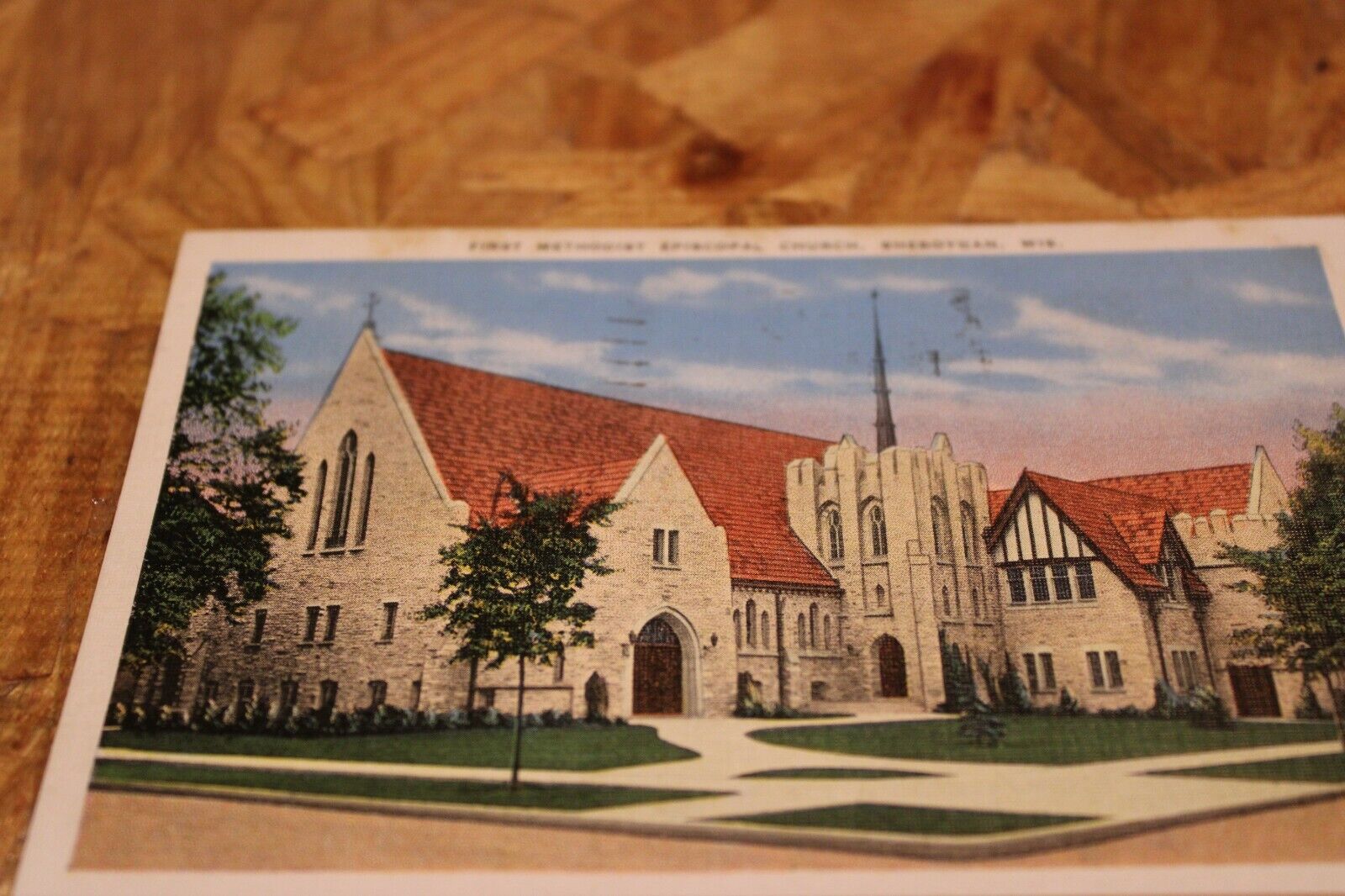 Postcard-X-First Methodist Episcopal Church, Sheboygan, Wis.-White Border-Posted