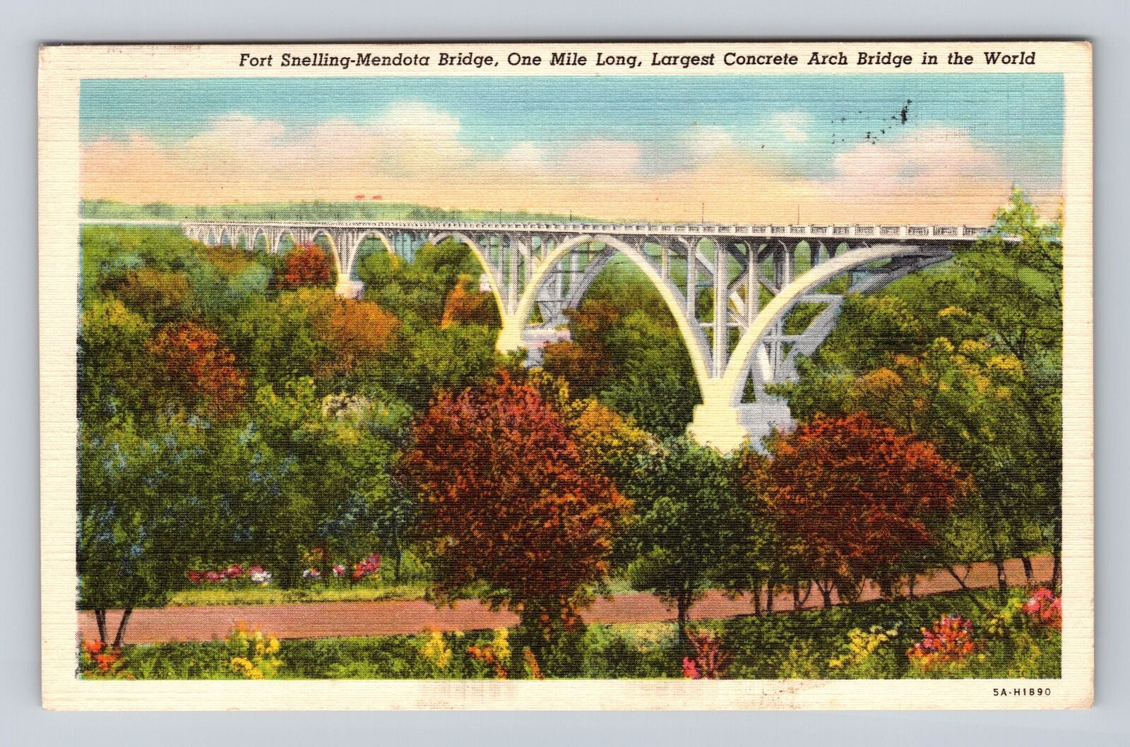 Mendota Heights MN- Minnesota, Snelling Mendota Bridge, Vintage c1948 Postcard